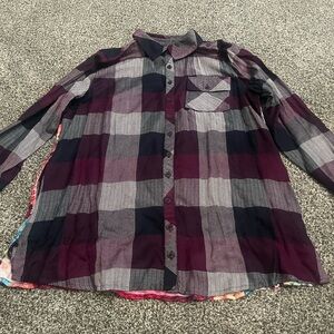 Tolani Collection Multicolor Plaid Floral Mixed Button Up Long Sleeve Shirt MP